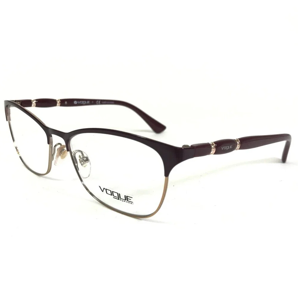 Vogue Eyeglasses Frames VO3987-B 5060 Burgundy Red Gold Crystals 54-16-135